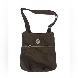 Baggallini Brown Nylon Crossbody Travel Bag Zip Pocket Adjustable 10x11